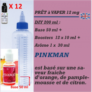PRÊT A VAPER 200 ml en PINKMAN 12mg de NICOTINE